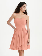 Strapless Chiffon Short Dresses with Bow Papaya