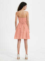 Strapless Chiffon Short Dresses with Bow Papaya