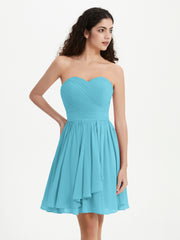 Strapless Chiffon Short Dresses with Bow Pool