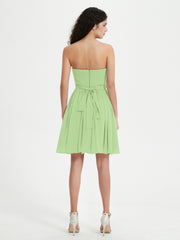 Strapless Chiffon Short Dresses with Bow Sage