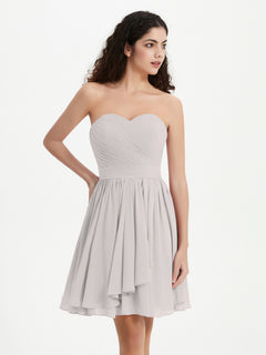 Strapless Chiffon Short Dresses with Bow Silver