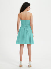 Strapless Chiffon Short Dresses with Bow Spa