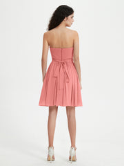Strapless Chiffon Short Dresses with Bow Sunset