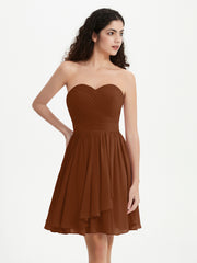 Strapless Chiffon Short Dresses with Bow Terracotta Plus Size