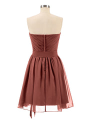 Strapless Chiffon Short Dresses with Bow Terracotta Plus Size