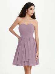 Strapless Chiffon Short Dresses with Bow Vintage Mauve