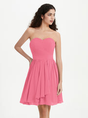 Strapless Chiffon Short Dresses with Bow Watermelon
