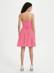 Strapless Chiffon Short Dresses with Bow Watermelon