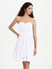 Strapless Chiffon Short Dresses with Bow White
