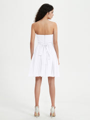 Strapless Chiffon Short Dresses with Bow White