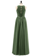 Illusion Neck Gowns with Lace Bodice Olive Green