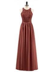 Illusion Neck Gowns with Lace Bodice Terracotta