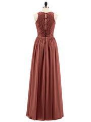 Illusion Neck Gowns with Lace Bodice Terracotta