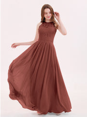 Illusion Neck Gowns with Lace Bodice Terracotta