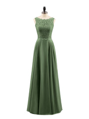 FuLL Length Lace and Chiffon Dresses Olive Green