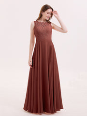 FuLL Length Lace and Chiffon Dresses Terracotta