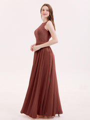 FuLL Length Lace and Chiffon Dresses Terracotta