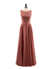 FuLL Length Lace and Chiffon Dresses Terracotta