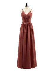 Spaghetti Strap Open Back Chiffon Dresses Terracotta