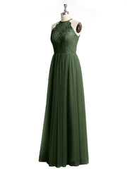 Lace Top and Tulle Skirt Full Length Dress Olive Green