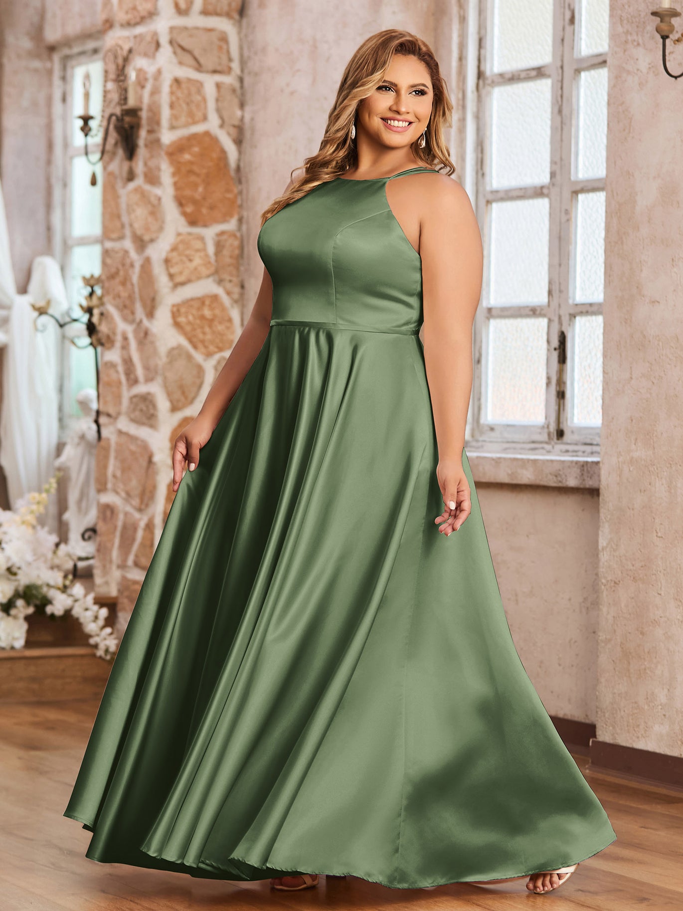 Chubby Ladies Chubby Plus Size Duchess Satin Bridesmaid Dresses AW Mattie Dress, Spring Whisper Crystal Satin Chubby Ladies Chubby Plus Size Duchess Satin Bridesmaid Dresses AW Mattie Dress, Spring Whisper Crystal Satin
