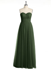 Sweetheart Neck Strapless Tulle Dress with Bow Olive Green