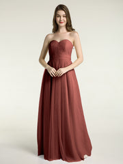 Sweetheart Neck Strapless Tulle Dress with Bow Terracotta