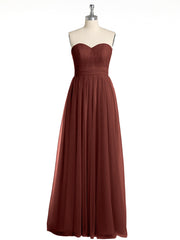 Sweetheart Neck Strapless Tulle Dress with Bow Terracotta
