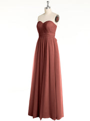 Sweetheart Neck Strapless Tulle Dress with Bow Terracotta