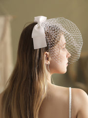 Bridal Veil Featuring a Satin Bow Knot