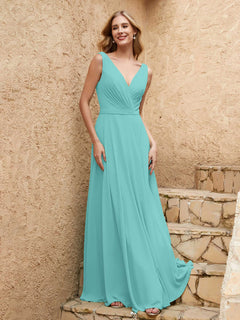 Long V Neck Chiffon Bridesmaid Dress Spa