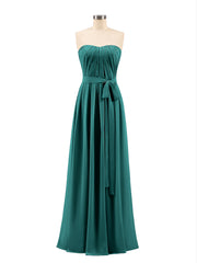 Straplesses Chiffon Maxi Dresses with Bow Vintage Mauve