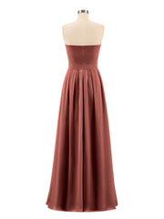 Straplesses Chiffon Maxi Dresses with Bow Terracotta