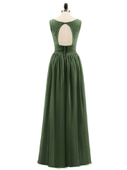 V-neck Lace and Chiffon Dresses with Open Back Olive Green
