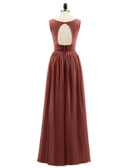 V-neck Lace and Chiffon Dresses with Open Back Terracotta