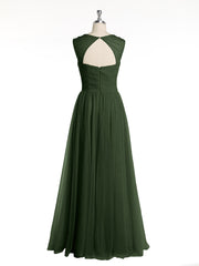 Long Tulle Dress with Beaded Straps Olive Green