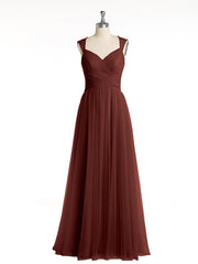 Long Tulle Dress with Beaded Straps Terracotta