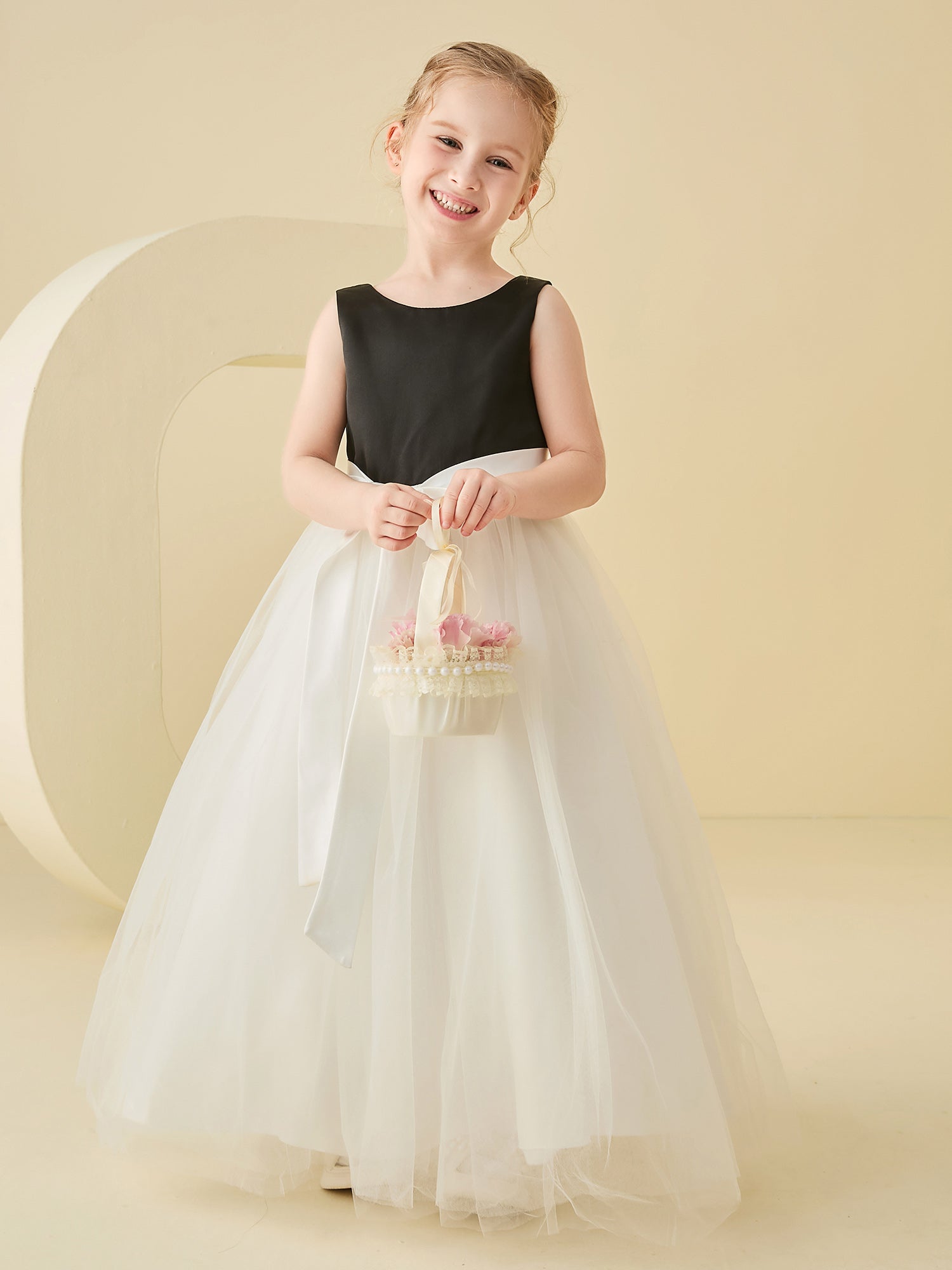 Black and ivory flower girl dresses best sale