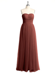 Strapless Long Tulle Bridesmaid Dress with Sweetheart Terracotta