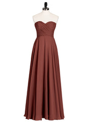 Strapless Simple Chiffom Maxi Bridesmaid Dresses Terracotta