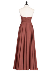 Strapless Simple Chiffom Maxi Bridesmaid Dresses Terracotta