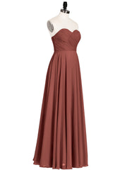 Strapless Simple Chiffom Maxi Bridesmaid Dresses Terracotta