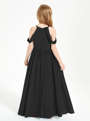 Dreamy Off the Shoulder Bridesmaid Gown for Junior Black
