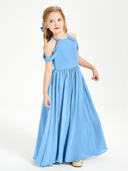 Dreamy Off the Shoulder Bridesmaid Gown for Junior Blue