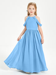 Dreamy Off the Shoulder Bridesmaid Gown for Junior Blue