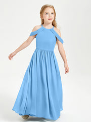 Dreamy Off the Shoulder Bridesmaid Gown for Junior Blue