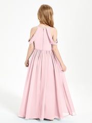 Dreamy Off the Shoulder Bridesmaid Gown for Junior Blushing Pink