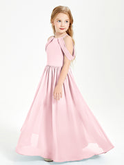 Dreamy Off the Shoulder Bridesmaid Gown for Junior Blushing Pink