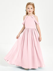 Dreamy Off the Shoulder Bridesmaid Gown for Junior Blushing Pink
