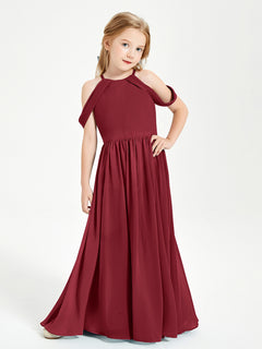 Dreamy Off the Shoulder Bridesmaid Gown for Junior Burgundy